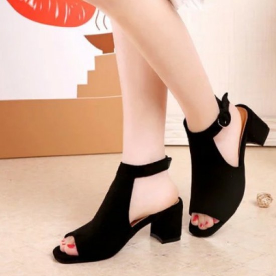 Köp Rome Ladies Style Open Toe Buckle High Heel Sandals-Black.