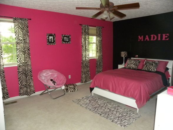 Madies rosa, svarta och zebra rum |  Zebra rum, Pink zebra rum.