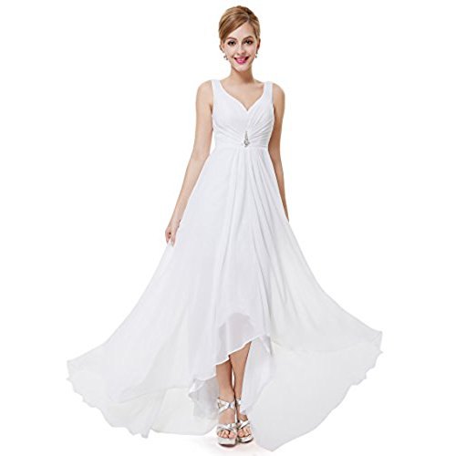 vit golvlång chiffongflare-klänning