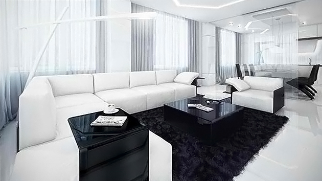 20 moderna samtida svartvita vardagsrum |  Hem design .
