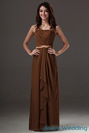 brun kantbälte maxi flared brudtärna klänning