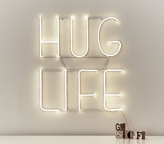 Hug Life "LED Sentiment Modern Wall Light | Pottery Barn Ki