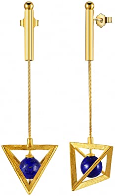 Amazon.com: Lotus Fun S925 Sterling Silver Geometry Drop Earrings.