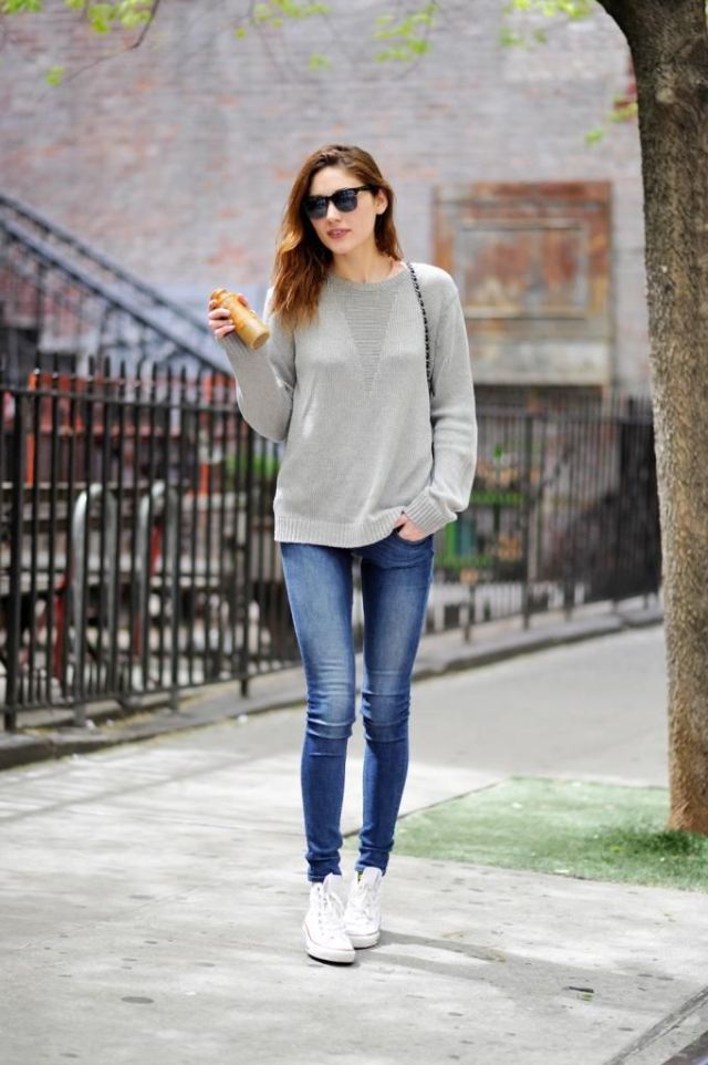 vit Converse skinny jeanströja med hög topp