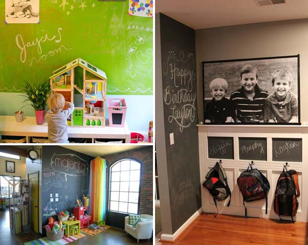 36 spännande idéer för att dekorera barnrum med färgad tavla.