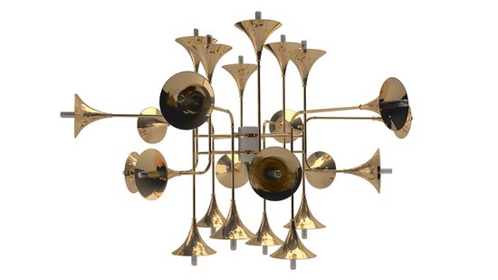 Guld Botti lampa är inspirerad av ett blåsinstrument: Luxurylaunch
