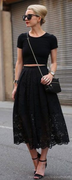 Crop top maxi svart klänning