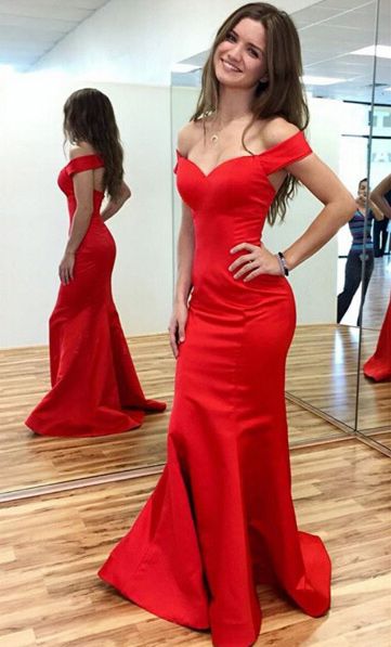 röd sjöjungfru klänning från axeln