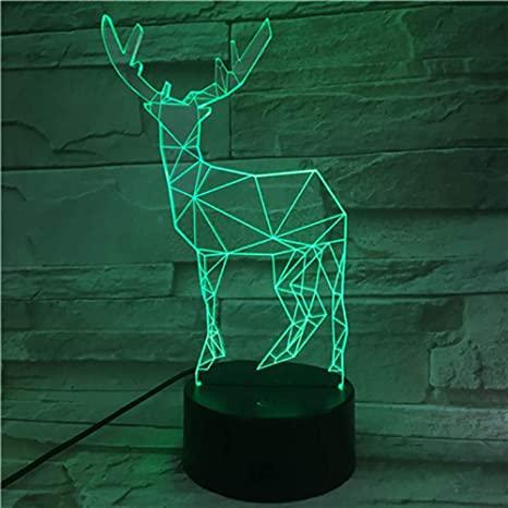 Amazon.com: Geometrisk hjort-3D LED-nattlampa, 3D-optisk illusion.