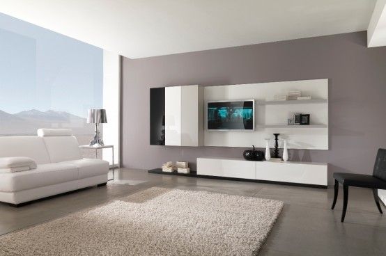 Moderna svartvita möbler för vardagsrum från Giessegi.