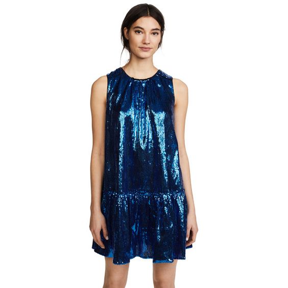blå glittrande klänning chic