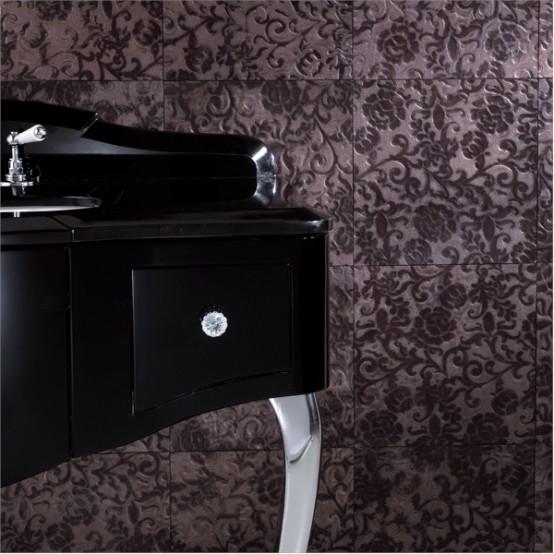 Eleganta möbler för svartvitt badrum av Devon & Devon.