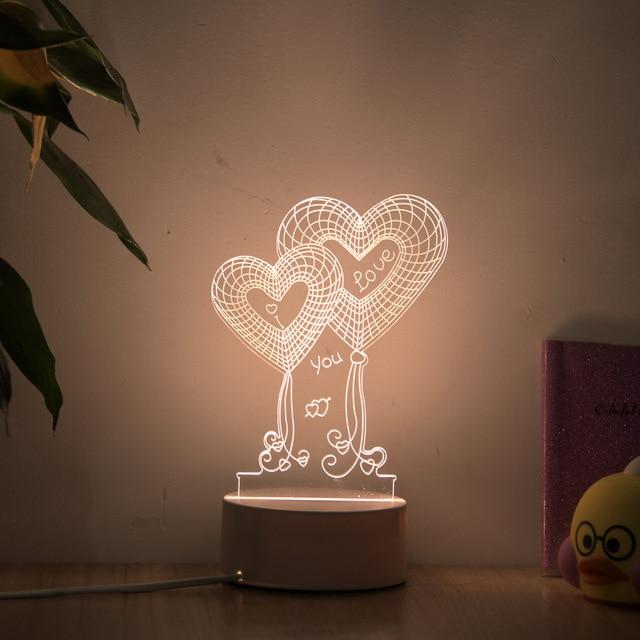 Romantic Love 3D-lampa Hjärtformad ballong akryl LED - MS Glob
