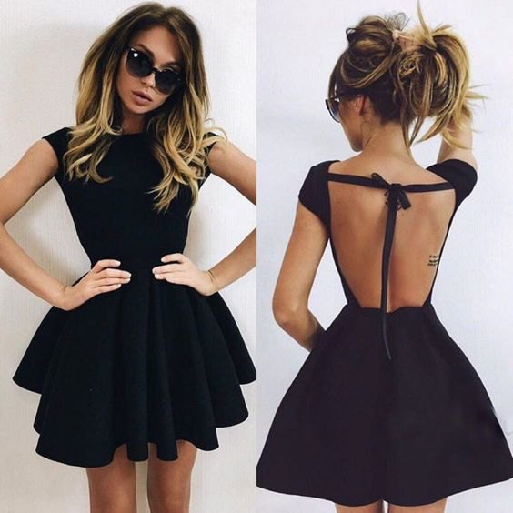 svart backless ruffle mini klänning outfit