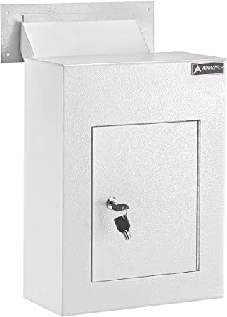 AdirOffice Through The Wall Drop Box Safe (svart / grå / vit.