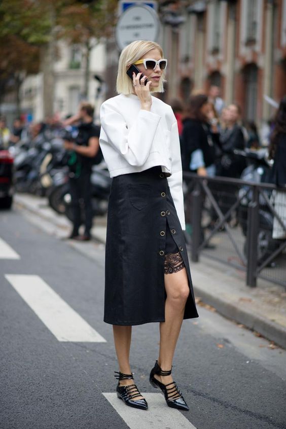 asymmetrisk kjol street style topp