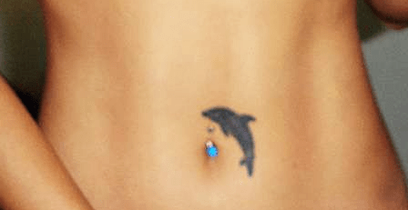 Dolphin navel tatuering design