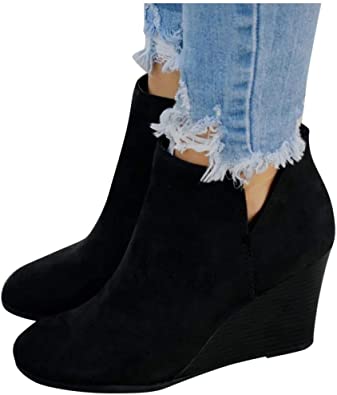 Amazon.com |  Dam Wedge Boots, Women's Low Wedge Ankle Boots.