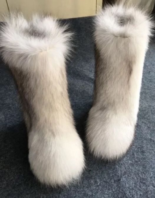 Kvinnor Plushed Luxury Eskimo White Fox Fur Boots Long Bootleg.