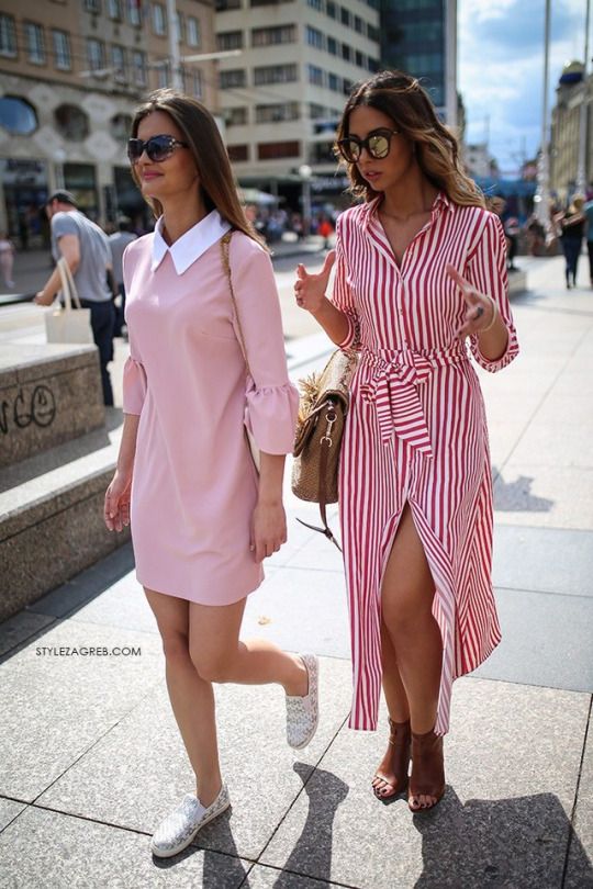 Street - Style / Vestido / Listras / Stripes / Pink / Gola