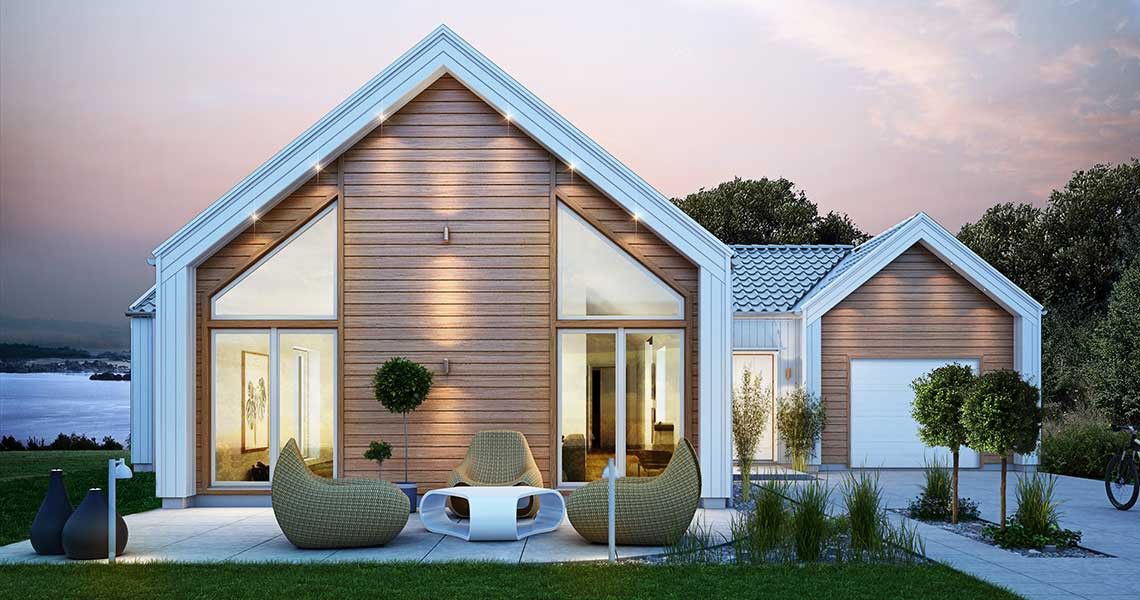 Avskilt land minimalistiskt hus